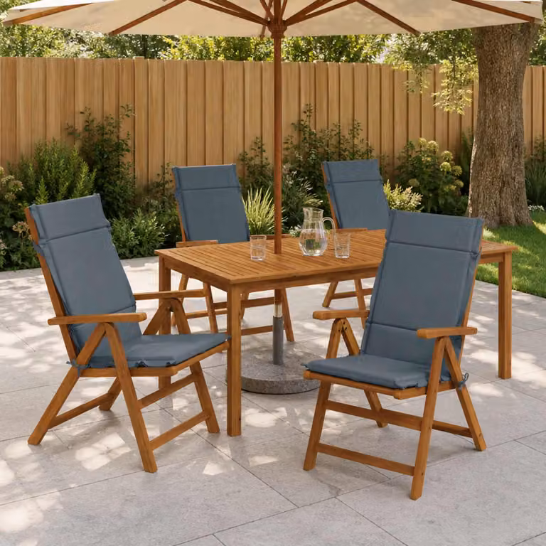 Set di 4 cuscini per sedia alta vidaXL GEMERT in poliestere, colore blu, con rivestimento rimovibile e lavabile