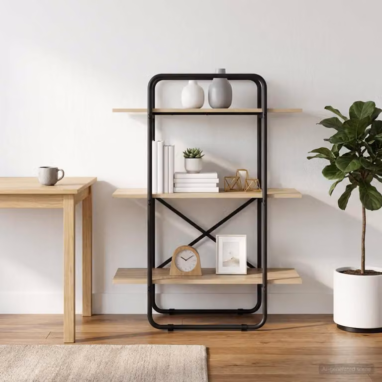 Libreria vidaXL a 3 livelli in stile industriale, colore marrone, L 80 cm x P 35 cm x H 105 cm