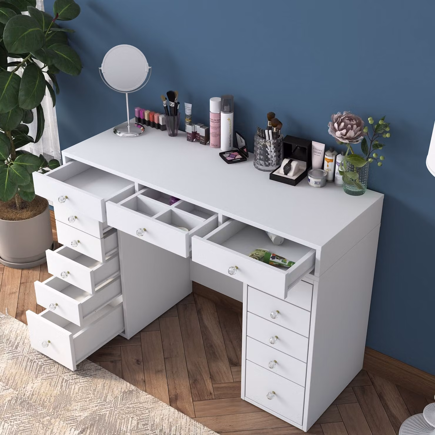 Skye Decor, BJ106 - 2881, Tavolino da toilette, bianco, 120 x 81,6 x 44,5 cm