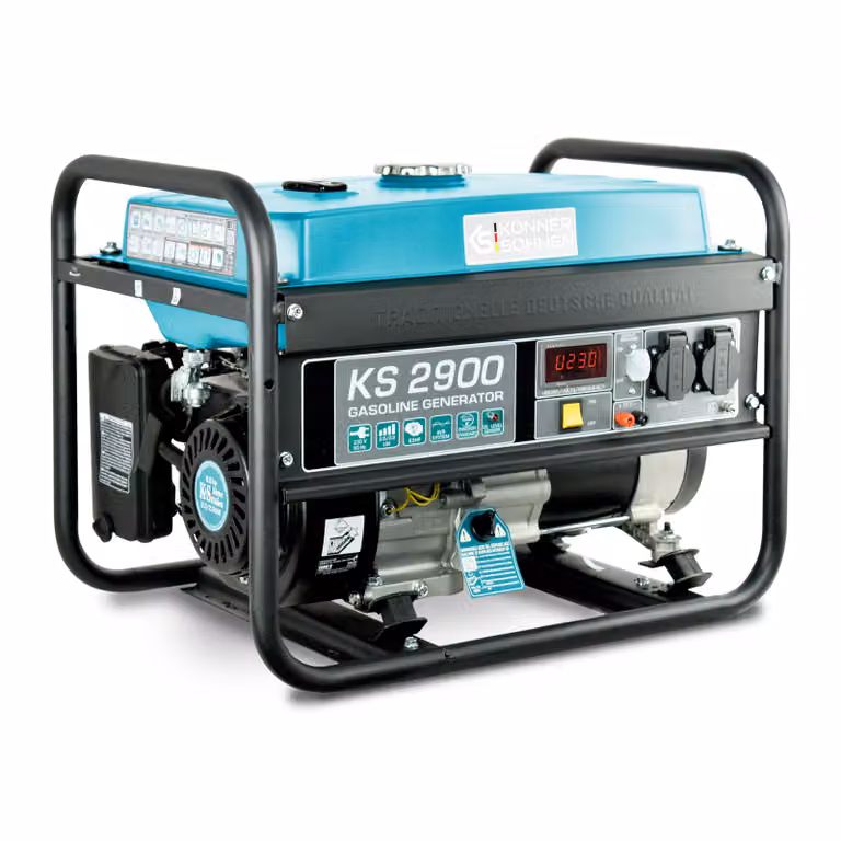 K&S Könner&Söhnen generatore di benzina KS 2900, generatore di emergenza 2900W, 2x16A (230V), 12V, AVR, indicatore di livello dell'olio, protezione da sovraccarico/cortocircuito, display LED