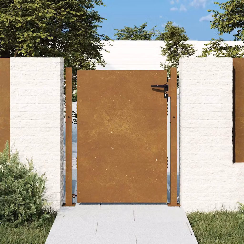 Cancello da giardino vidaXL in acciaio color marrone L: 110 cm, H: 130 cm