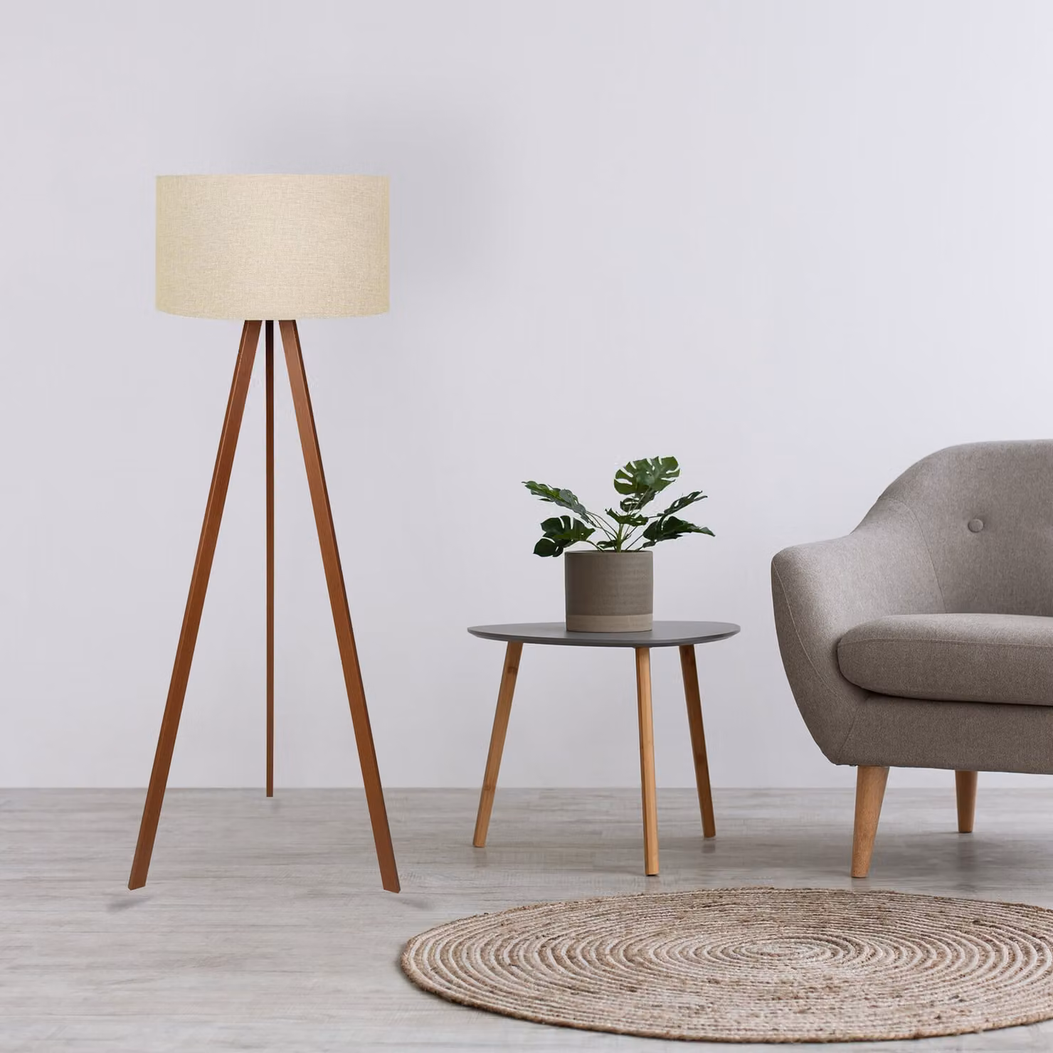 Opviq, AYD - 2581, Lampade da terra, Beige, MDF, 38 x 38 x 140 cm