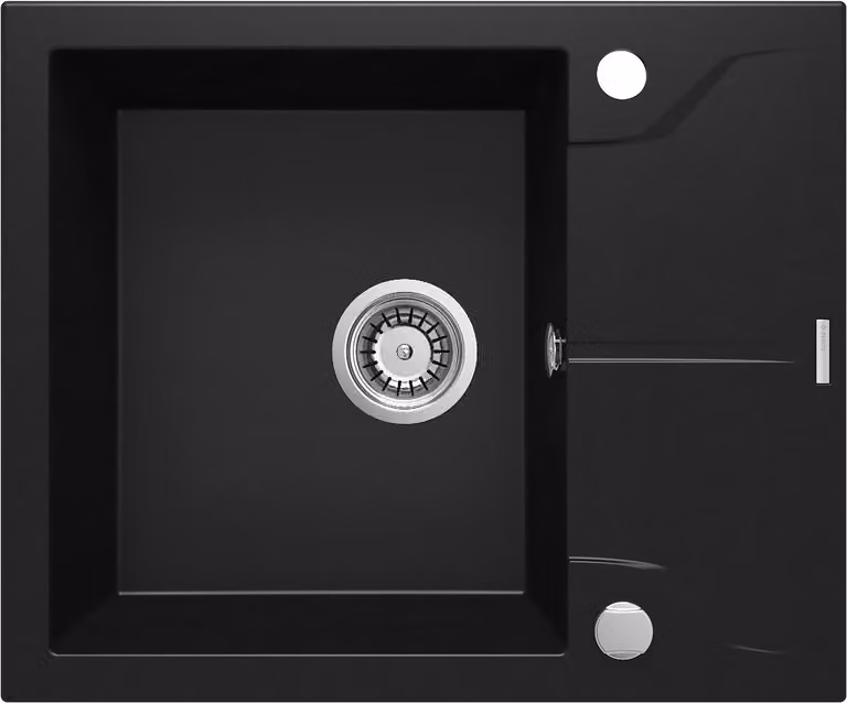 Deante | Lavello in granito a 1 scomparto con sgocciolatoio - Nero - Resistente agli urti ed elegante - Ideale per piccole cucine