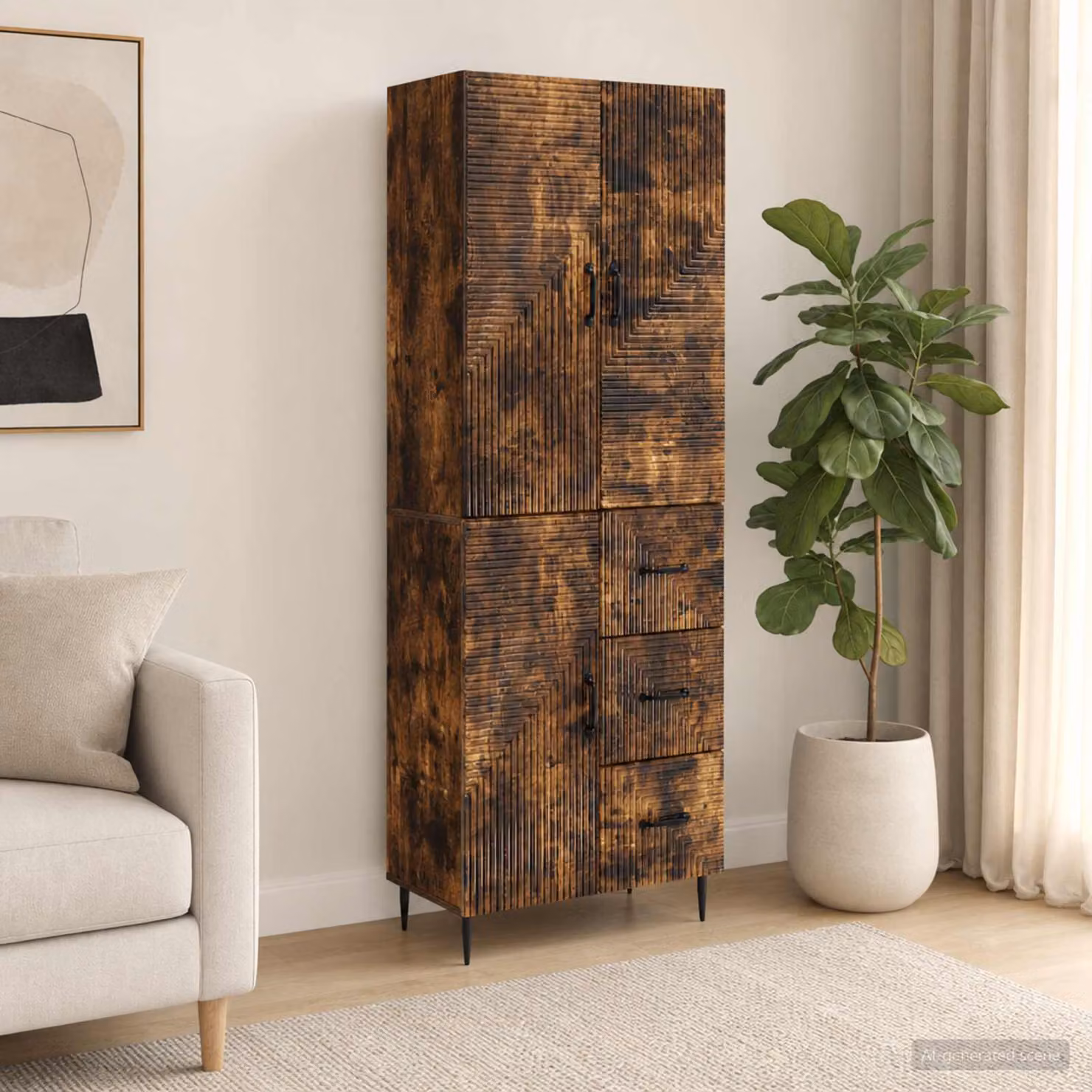 Set di 2 armadi da parete vidaXL in legno color rovere marrone con ante a battente e cassetti per giardino e archiviazione generale L/P/H: 89,5 x 34,5 x 66,0 cm