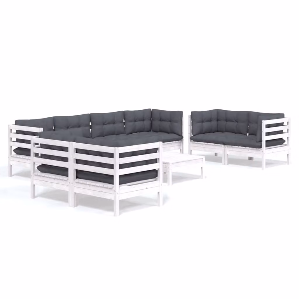 Set Salotto Giardino con Cuscini 9 pz in Legno Massello di Pino
