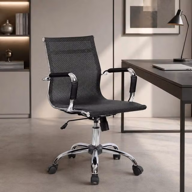Poltrona da ufficio DMORA Bunburyy moderna in tessuto grigio e nero con braccioli e ruote