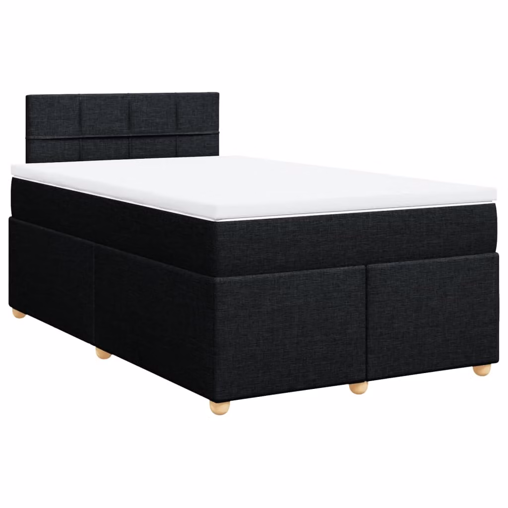 Giroletto a Molle con Materasso Nero 120x200 cm in Tessuto