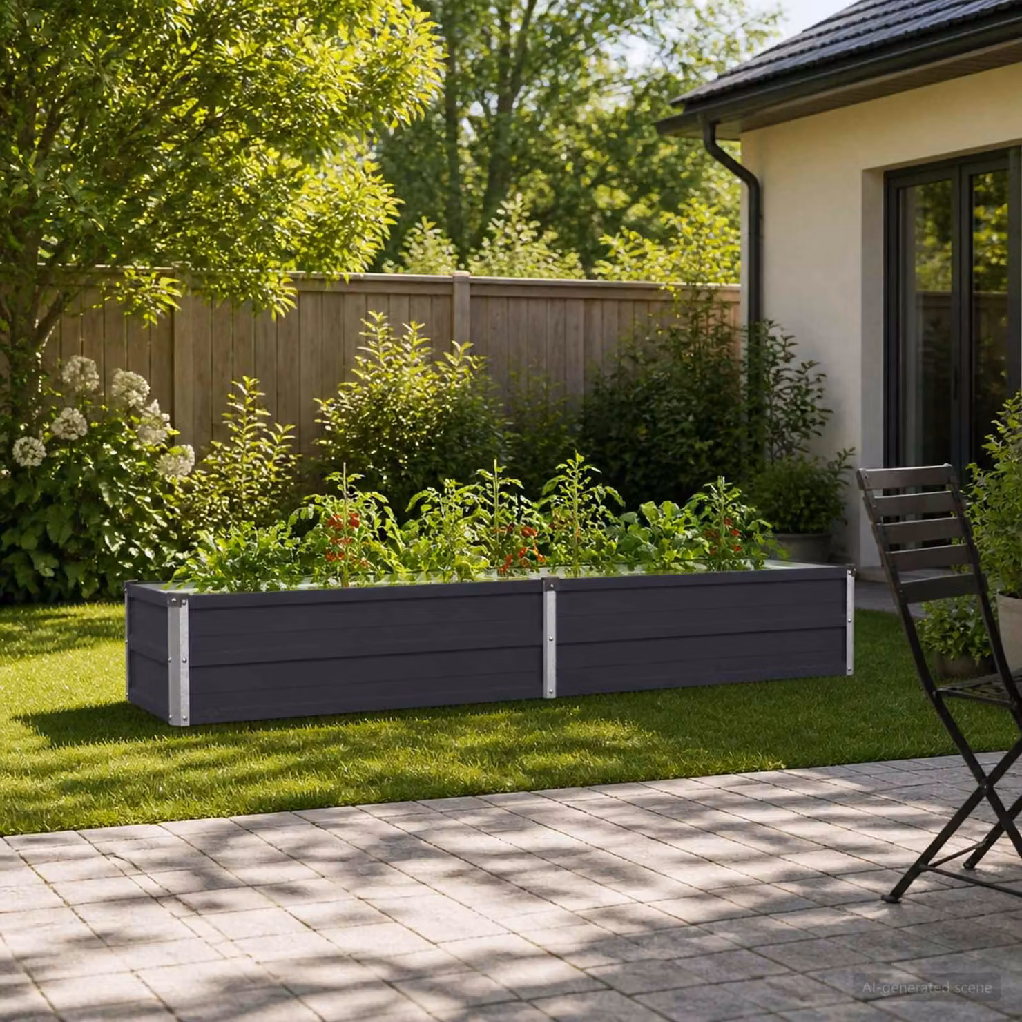 Letto rialzato da giardino vidaXL in metallo Antracite L: 160 cm, P: 40 cm, H: 24 cm