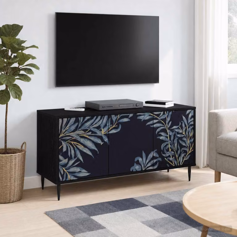 Mobile TV vidaXL DOKKUM moderno in Rovere Nero, L 102 cm x P 33 cm x H 51 cm