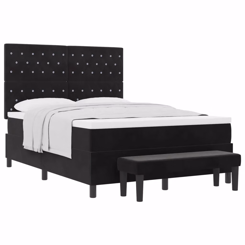 Letto moderno con testiera in velluto nero vidaXL L 140 cm x P 190 cm – 2