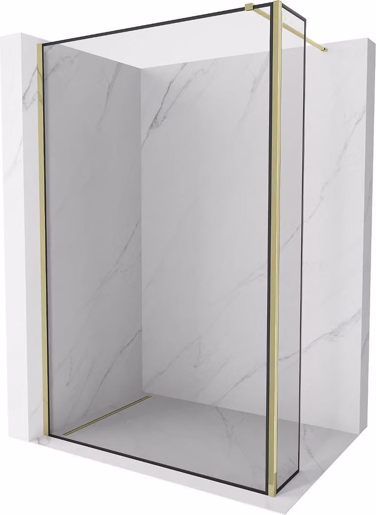 Mexen Kioto parete doccia Walk-in 120 x 40 cm, cornice nera, oro - 800-120-212-50-70-040