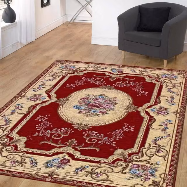 Tappeto Pierre Tappeti Aubusson Rosso in Ciniglia Lavabile e Antiscivolo L: 200 cm, P: 280 cm