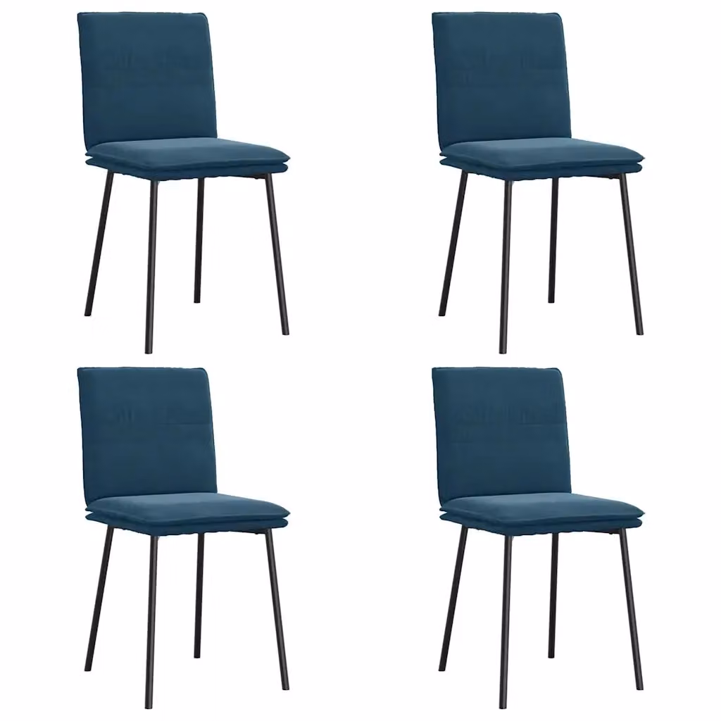 Set di 4 sedie da pranzo vidaXL in velluto blu con struttura in metallo e legno per soggiorno e cucina – 2