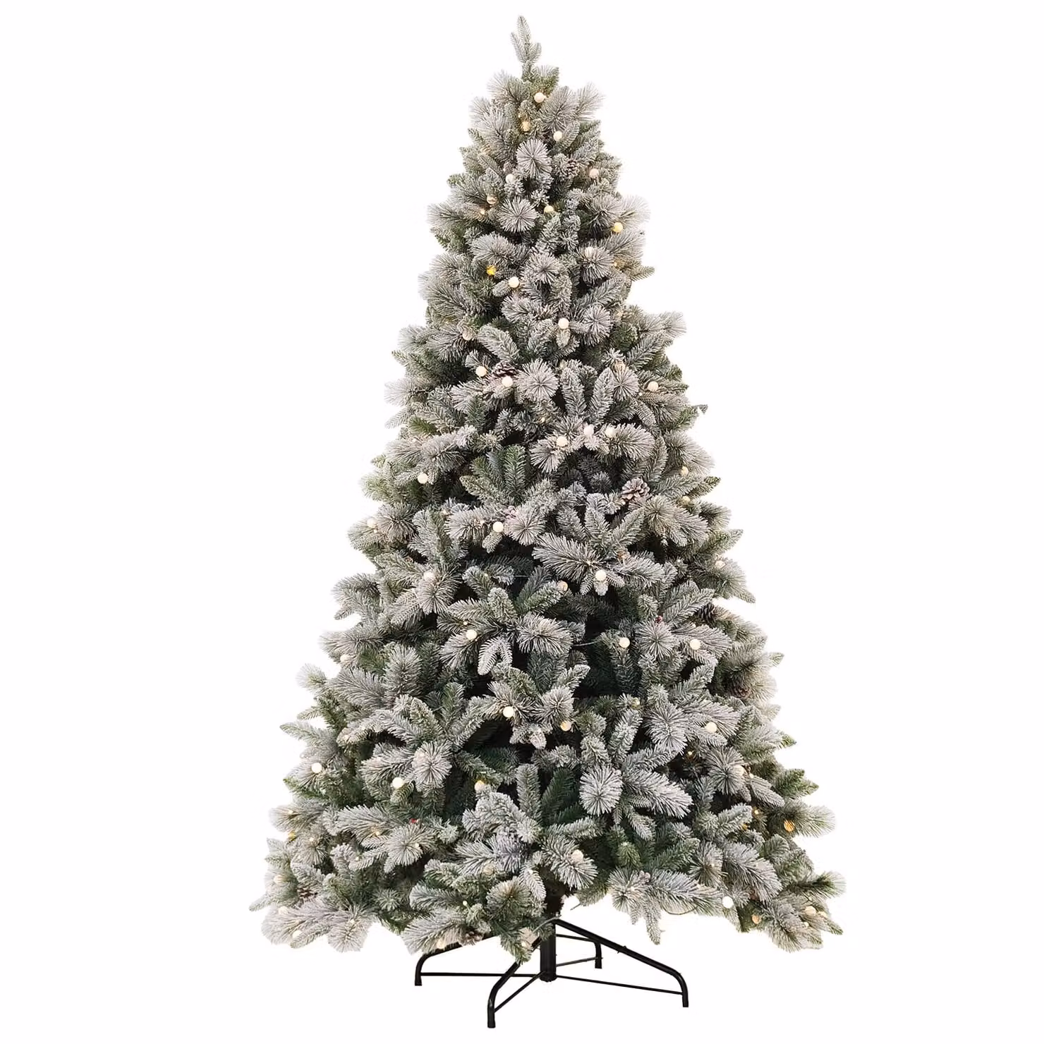 Albero di Natale Artificiale Dictrolux Effetto Innevato con 400 LED Bianco Caldo, Altezza: 240 cm, Diametro alla base: 146 cm – 1