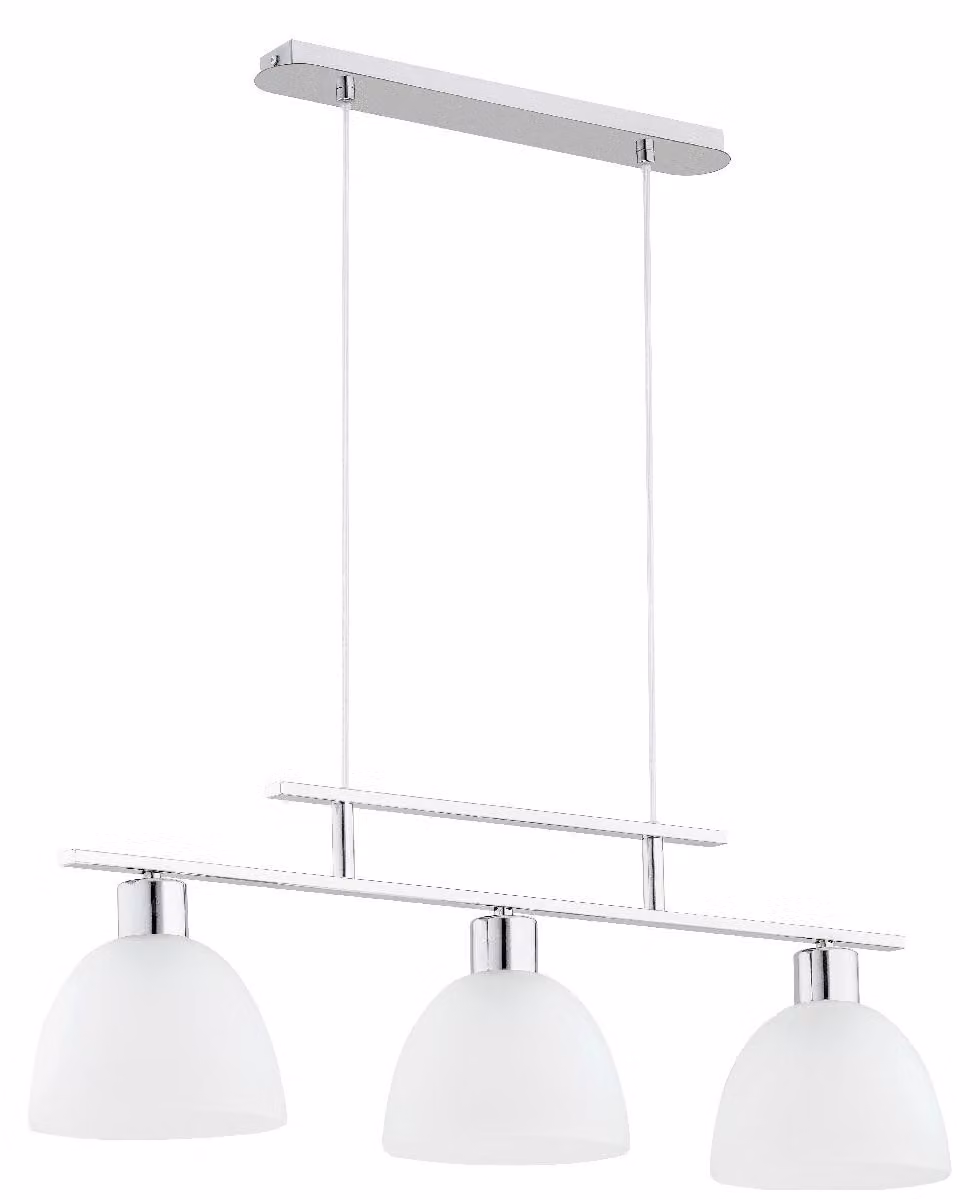 Lampada a sospensione SONATA cromata bianca 3xE27x15W in metallo, dimensioni: 82x22x85 cm, IP20, Alfa
