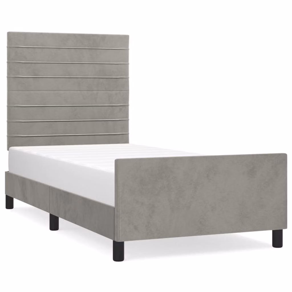 Giroletto senza Materasso Grigio Chiaro 100x200 cm Velluto