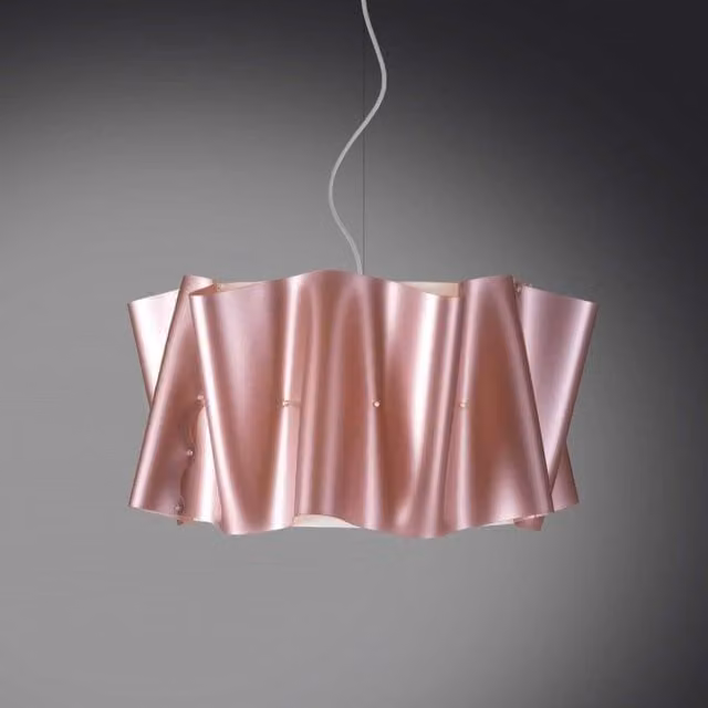 Lampadario a sospensione FOLIO paralume in Polilux Rosa diametro 60x h32 cm