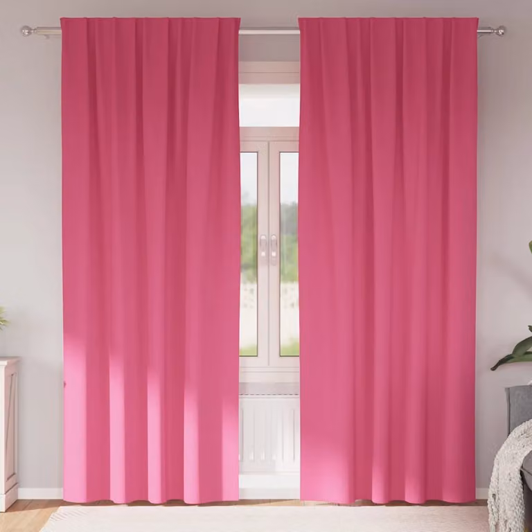 Set di 2 tende blackout vidaXL con anelli in poliestere, colore rosa, H: 245 cm x L: 140 cm