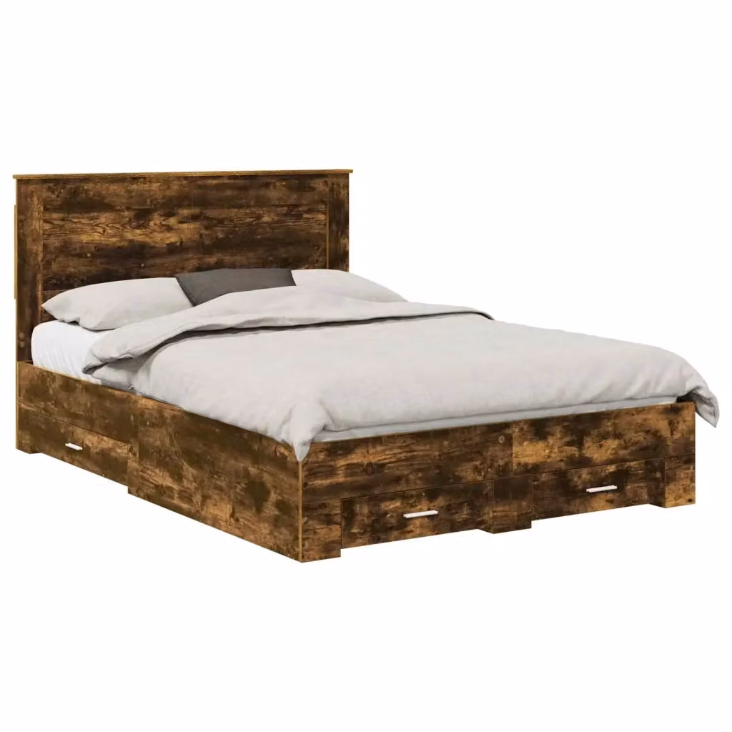 Struttura letto con cassetto vidaXL in legno Rovere fumé marrone L/P/H: 140 x 190 x 100 cm – 2