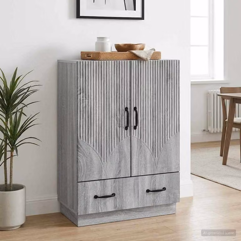 Credenza moderna vidaXL in legno ingegnerizzato MDF, colore Grigio Sonoma, L: 66 cm, P: 34,5 cm, H: 92 cm