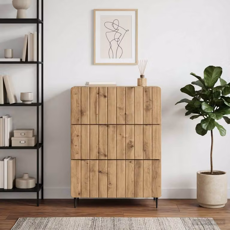 Carrello mobile con cassetti vidaXL in legno ingegnerizzato marrone L: 66 cm, P: 34,5 cm, H: 92 cm