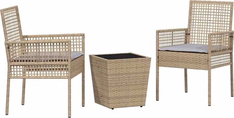 Set Bistro da Giardino 3 pcs Beige polyrattan