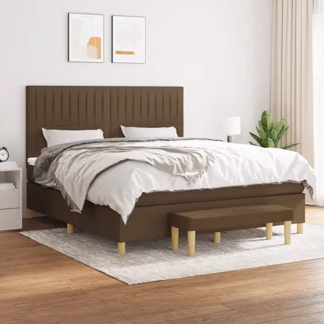 Letto Ibrido con Giroletto a Molle e Materasso vidaXL in Legno e Tessuto, Marrone e Bianco, L/P/H: 160 x 200 x 128 cm – 1
