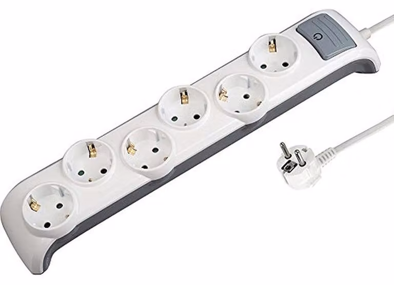 Electraline 62507, ciabatta multipresa da ponte, 6 prese con interruttore, cavo da 2 metri / multipresa