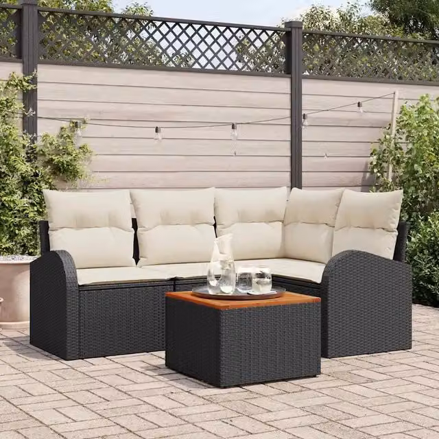 Set Divano da Giardino 5 pz Nero polyrattan 3347572