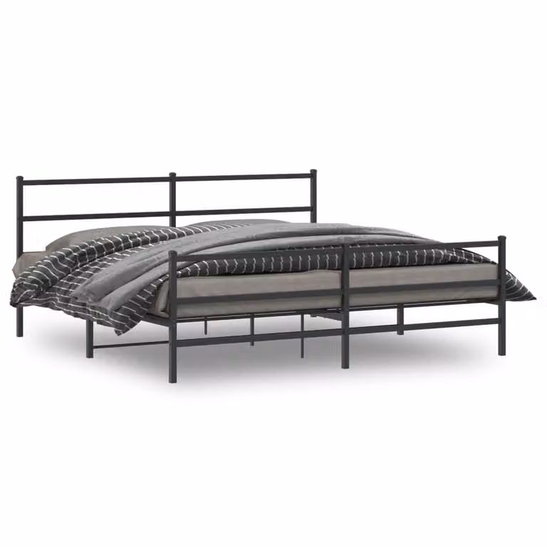vidaXL Giroletto con Testiera e Pediera in Metallo Nero L/P/H: 200 x 200 x 90 cm