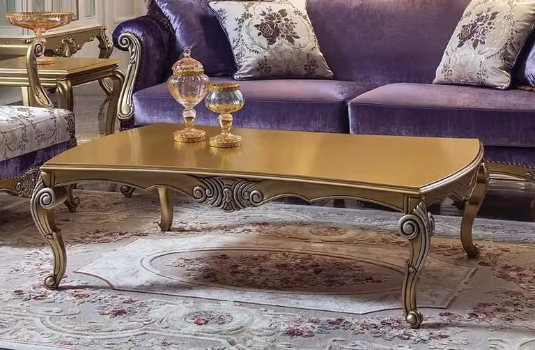 Casa Padrino tavolino barocco oro/argento 136 x 89 x h. 44 cm - Nobile tavolino da salotto in legno massiccio in stile barocco - Mobili da salotto in stile barocco