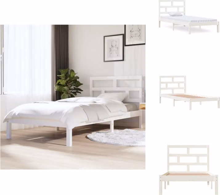vidaXL Letto in legno massiccio di pino bianco 90x200 cm - Letti e strutture letto