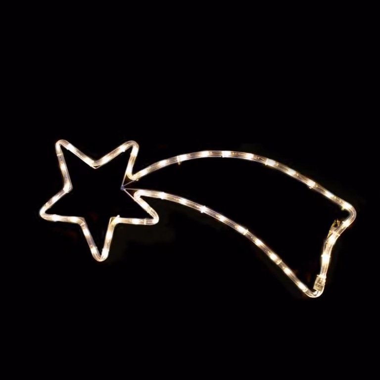 ACA Decorazione natalizia luminosa da esterno "Cometa", 48 LED, tubo flessibile da 2 m, bianco caldo, con effetti luminosi, IP20, 68 x 29 cm, cavo di alimentazione da 1,5 m, X081817117
