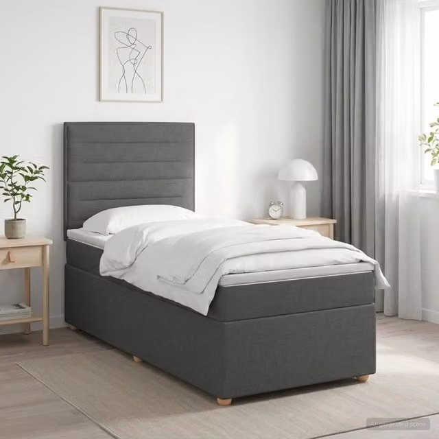Letto box spring con materasso Grigio Scuro 90 x 200 cm Tessuto 3453789