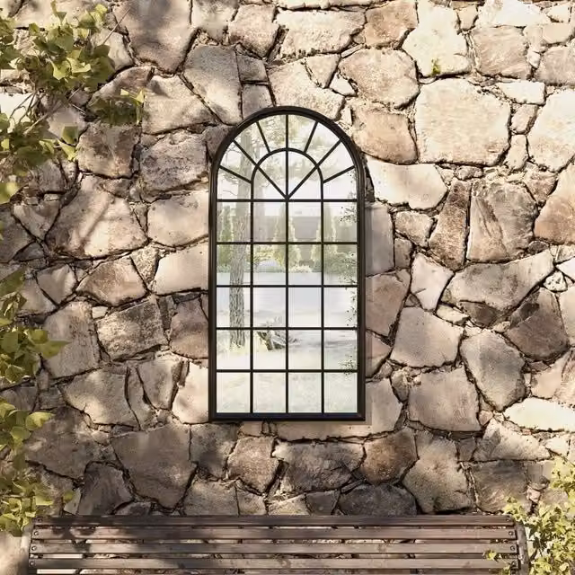 Specchio da giardino rettangolare vidaXL in metallo e vetro nero per uso esterno L: 90 cm, H: 45 cm