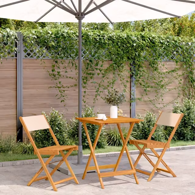Set da Bistrot vidaXL 3 Pezzi in Legno di Acacia Olio Beige per Giardino e Balcone