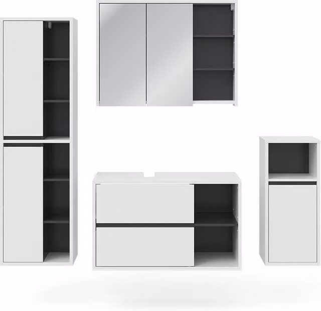 Set mobili bagno Viola Bianco 4 pezzi Vicco