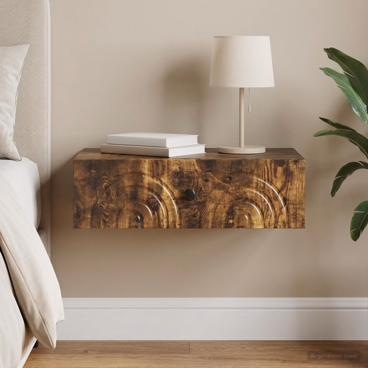 vidaXL Tavolino da Parete Laterale Moderno in Rovere Fumo L: 59 cm, P: 34,5 cm, H: 17 cm
