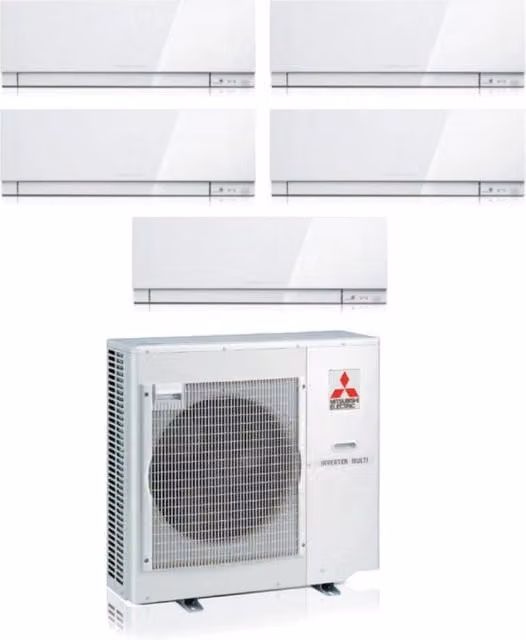 Climatizzatore Condizionatore Mitsubishi Electric Penta Split Inverter serie KIRIGAMINE ZEN Bianco MSZ-EF 7+12+12+12+12 con MXZ-5F102VF R-32 con Wi-Fi Integrato e Telecomando