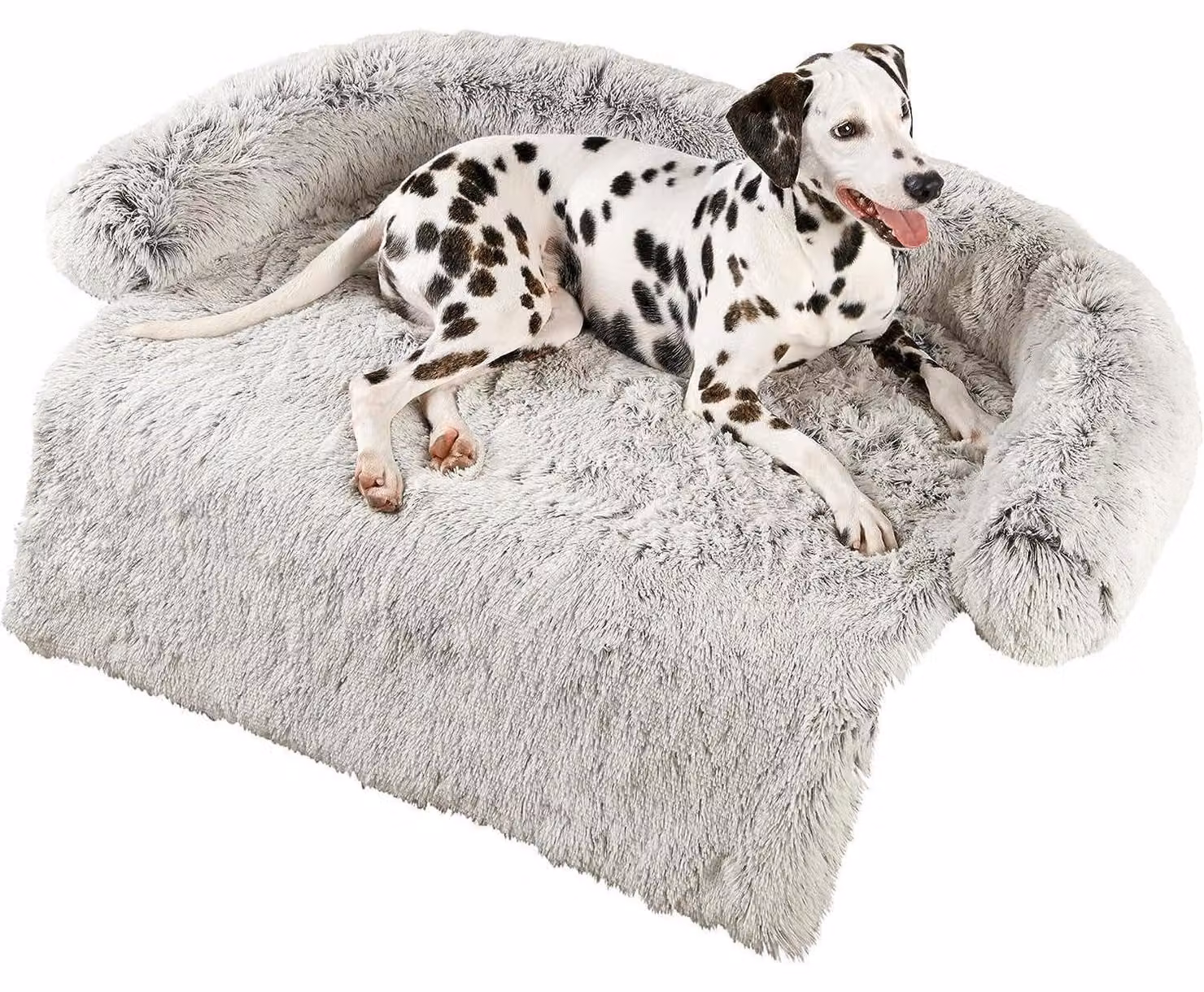 Cuccia per cani, dimensioni 90x85x13 cm, con rivestimento removibile e lavabile, antiscivolo, in peluche, colore beige chiaro, taglia L