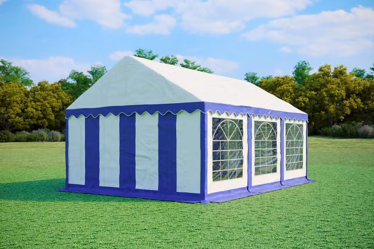 Tenda per feste 4x6 metri, PVC PREMIUM, 500 g/m² - Blu e bianca