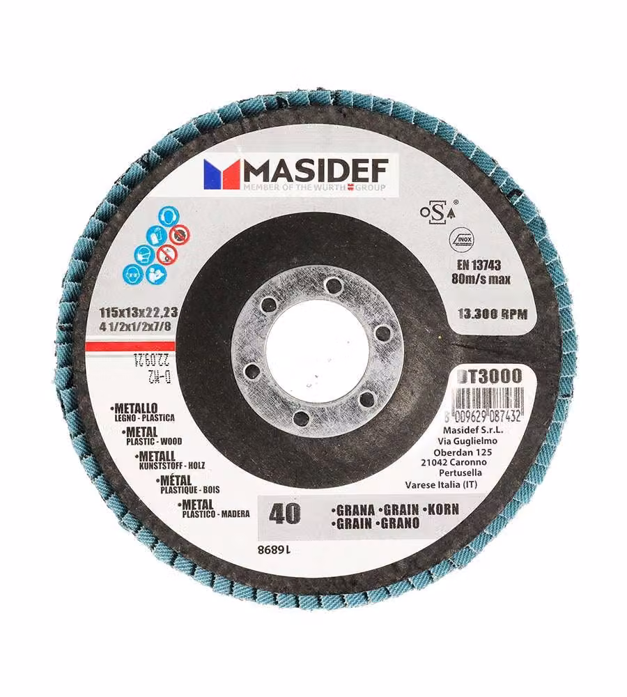Disco abrasivo lamellare D.115x13mm gr 40 univ
