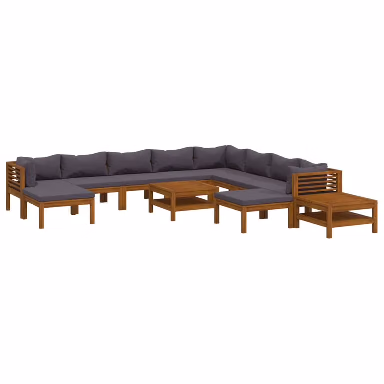 Set Divani da Giardino 12 pz con Cuscini in Massello di Acacia
