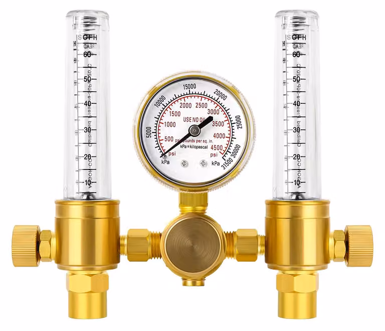 Misuratore di flusso per argon con doppia uscita, adatto per saldatura TIG e MIG