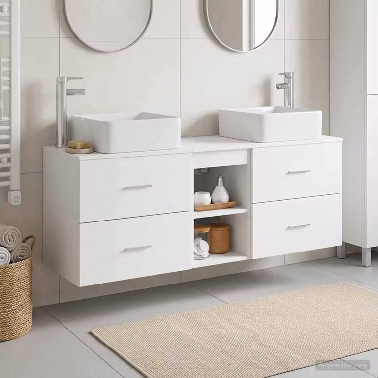 Set di mobili da bagno moderni vidaXL in legno bianco composto da 3 pezzi L/P/H: 129 x 41 x 80 cm