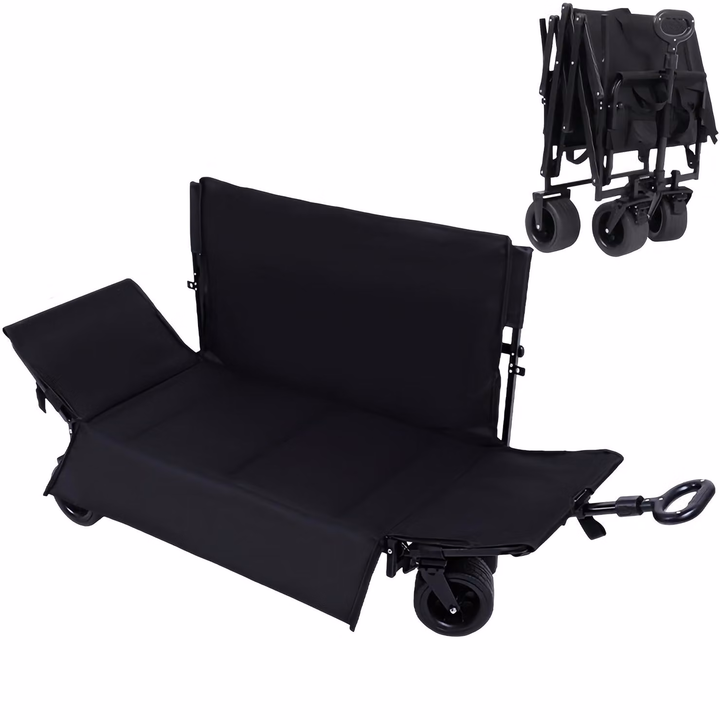 Carrello pieghevole 3 in 1 con funzione divano e lettino, fino a 380 kg, ripiegabile, schienale regolabile, imbottito, per campeggio, giardino, spiaggia