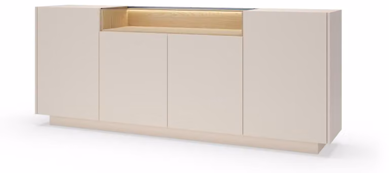 FURNLUX Credenza Hiro A, colore beige, 203 cm / Colore principale: beige / Dimensioni: 203 x 83 x 40 cm