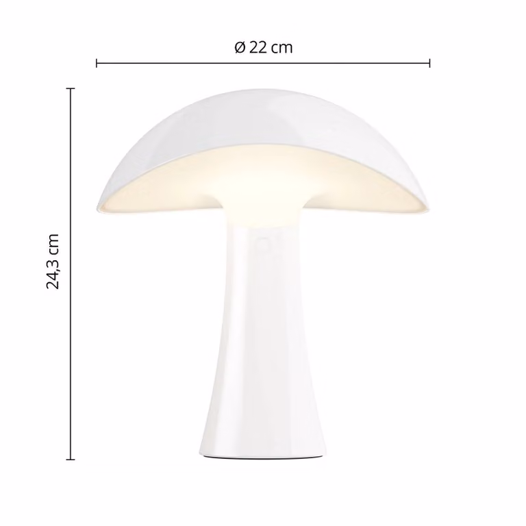 Louis Poulsen Lampada da tavolo a batteria LED Rumee 220, bianca, IP44 dimmerabile, Bianco / Opale, Soggiorno / Sala da pranzo, Plastica, Scandinavo