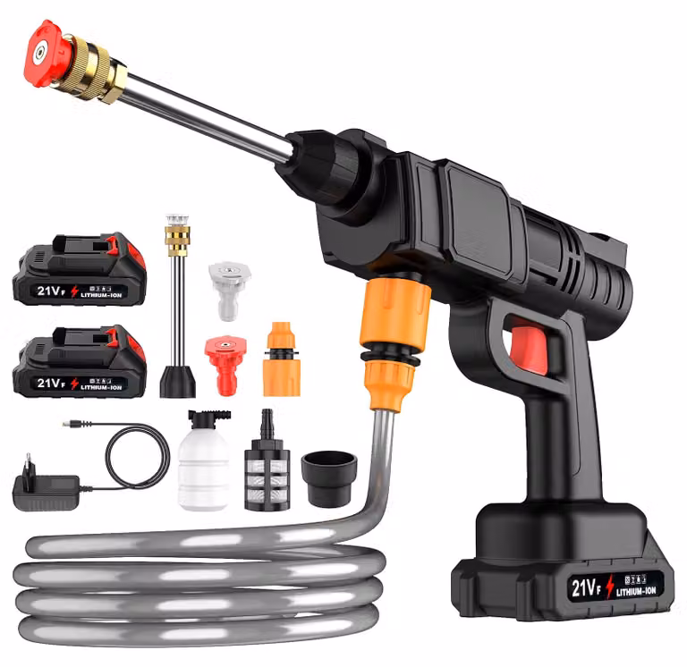 Idropulitrice a batteria - Pistola di pulizia portatile - 50 bar - 2 batterie - Modello 4 - Adatta per auto, finestre e mobili