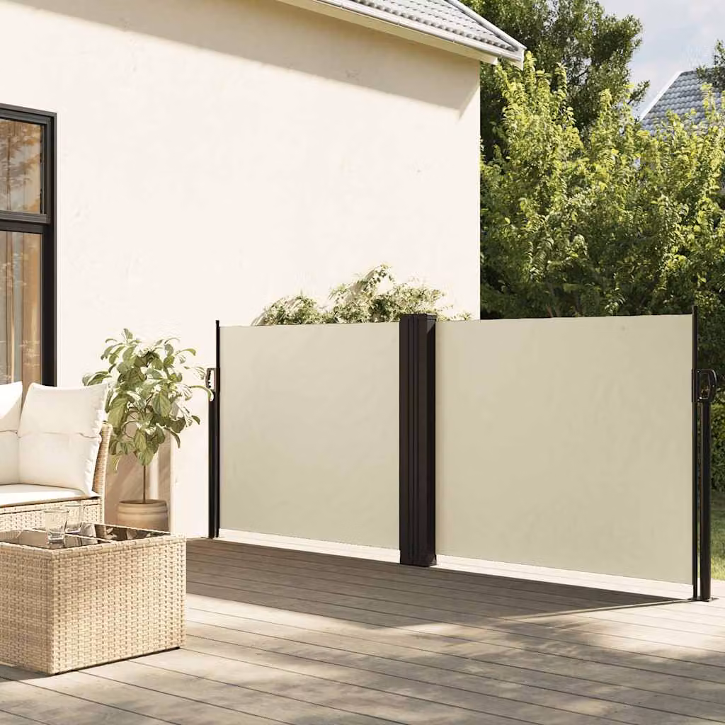vidaXL Tenda da Sole Laterale Retrattile in Poliestere e Acciaio, Colore Beige, L: 1000 cm, H: 100 cm